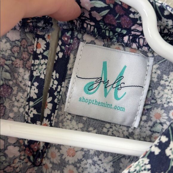 SHOP THE MINT Girls Time goes by Navy Blue Ditsy Floral Scalloped Dress sz Small - Picture 3 of 8